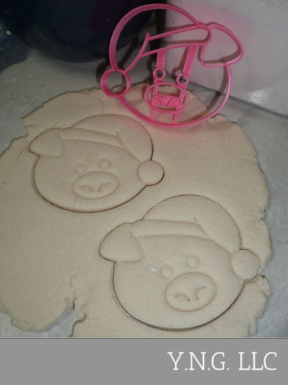 Santa Pig Head Farm Animal Christmas Cookie Cutter Made In USA PR2294