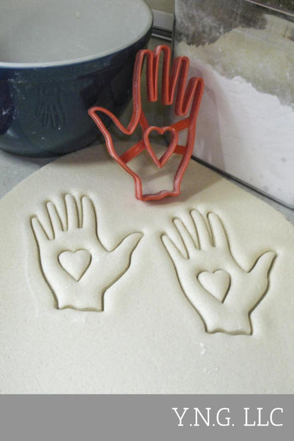 Hand with Heart Charity Symbol John Calvin Cookie Cutter Made In USA PR606