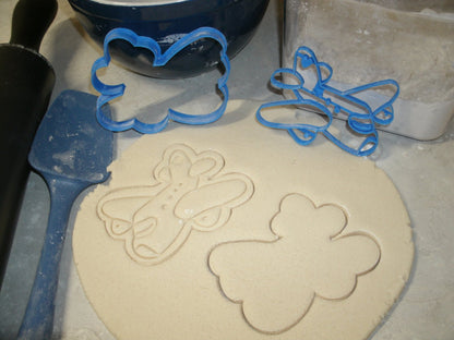 Airplane Jet Plane Set of 2 Cookie Cutter and Stamp Made In USA PR673