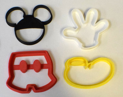 Mickey Mouse Cartoon Set of 4 Cookie Cutters Made In USA PR506
