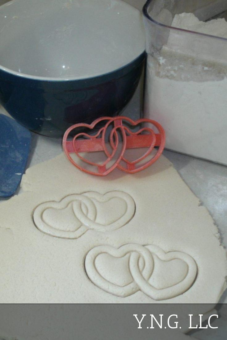 Linked Hearts Valentine Engagement Wedding Cookie Cutter Made In USA PR2589