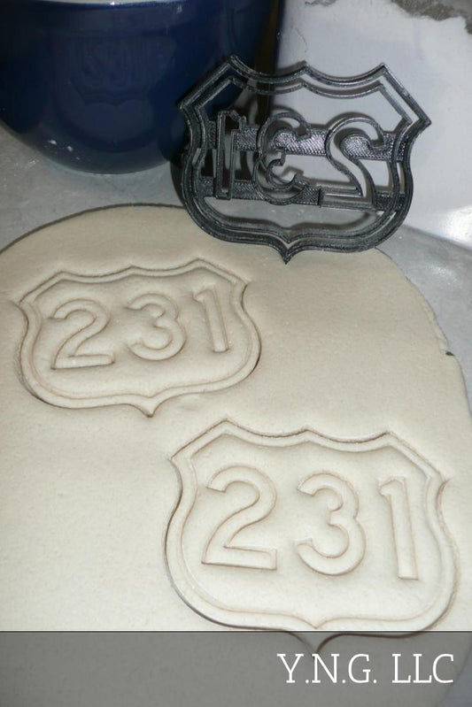 US Route 231 Sign Shield IN To FL Road Trip Cookie Cutter Made In USA PR2316