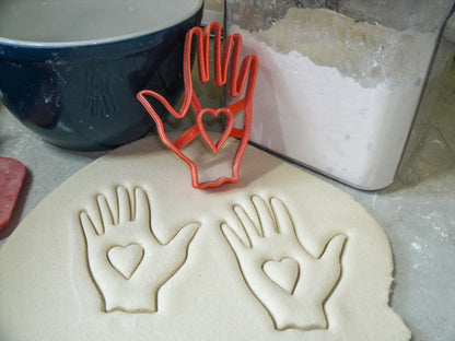 Hand with Heart Charity Symbol John Calvin Cookie Cutter Made In USA PR606
