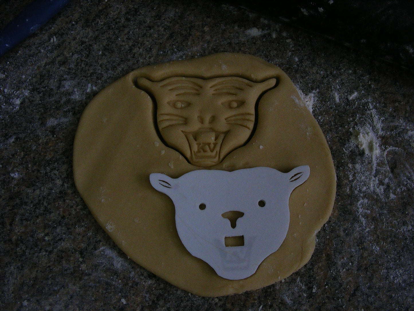 KVHS Kankakee Valley KV Cougar Face Cookie Cutter Made in USA PR315
