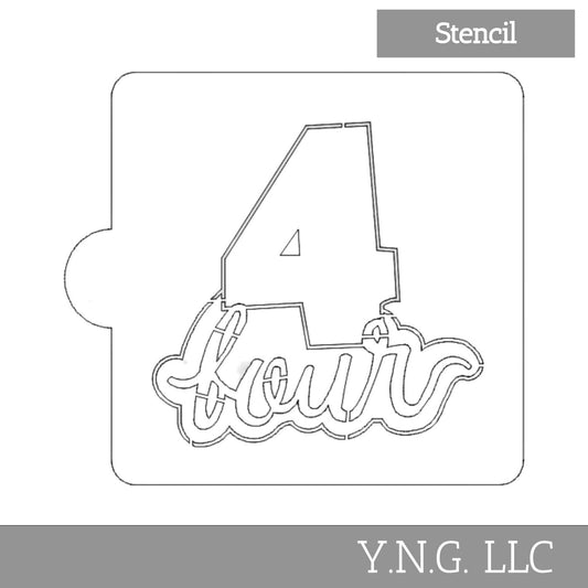 Number 4 Word Detailed Stencil for Cookies or Cakes USA Made LS2405