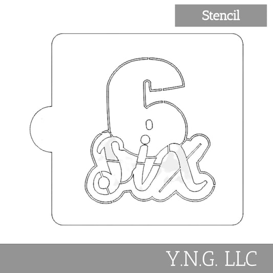 Number 6 Word Detailed Stencil for Cookies or Cakes USA Made LS2407