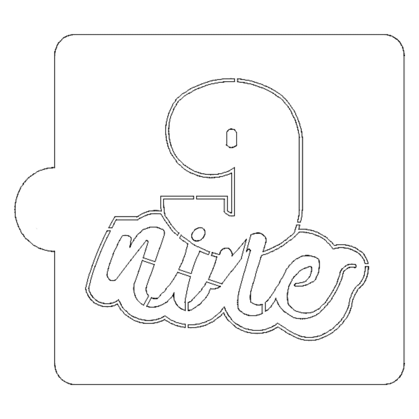 Number 9 Word Detailed Stencil for Cookies or Cakes USA Made LS2410