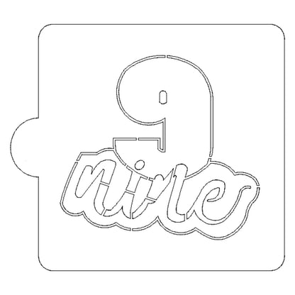 Number 9 Word Detailed Stencil for Cookies or Cakes USA Made LS2410