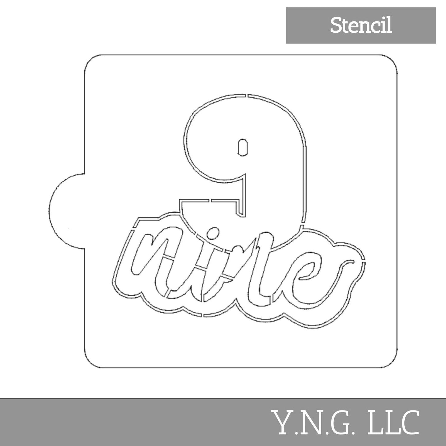 Number 9 Word Detailed Stencil for Cookies or Cakes USA Made LS2410