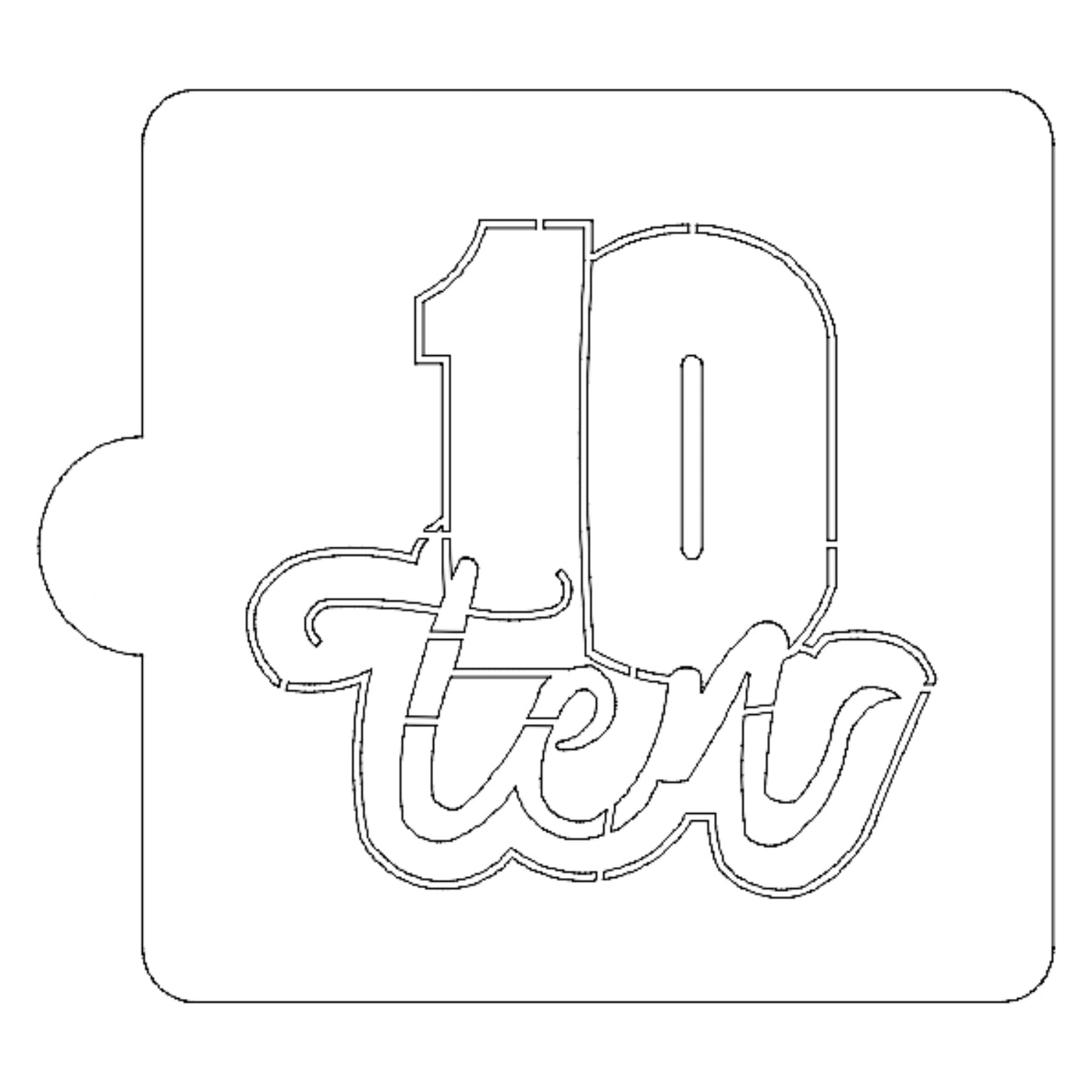 Number 10 Word Detailed Stencil for Cookies or Cakes USA Made LS2411