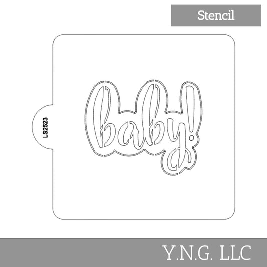 Baby Cursive Word Shower Stencil for Cookies or Cakes USA Made LS2523