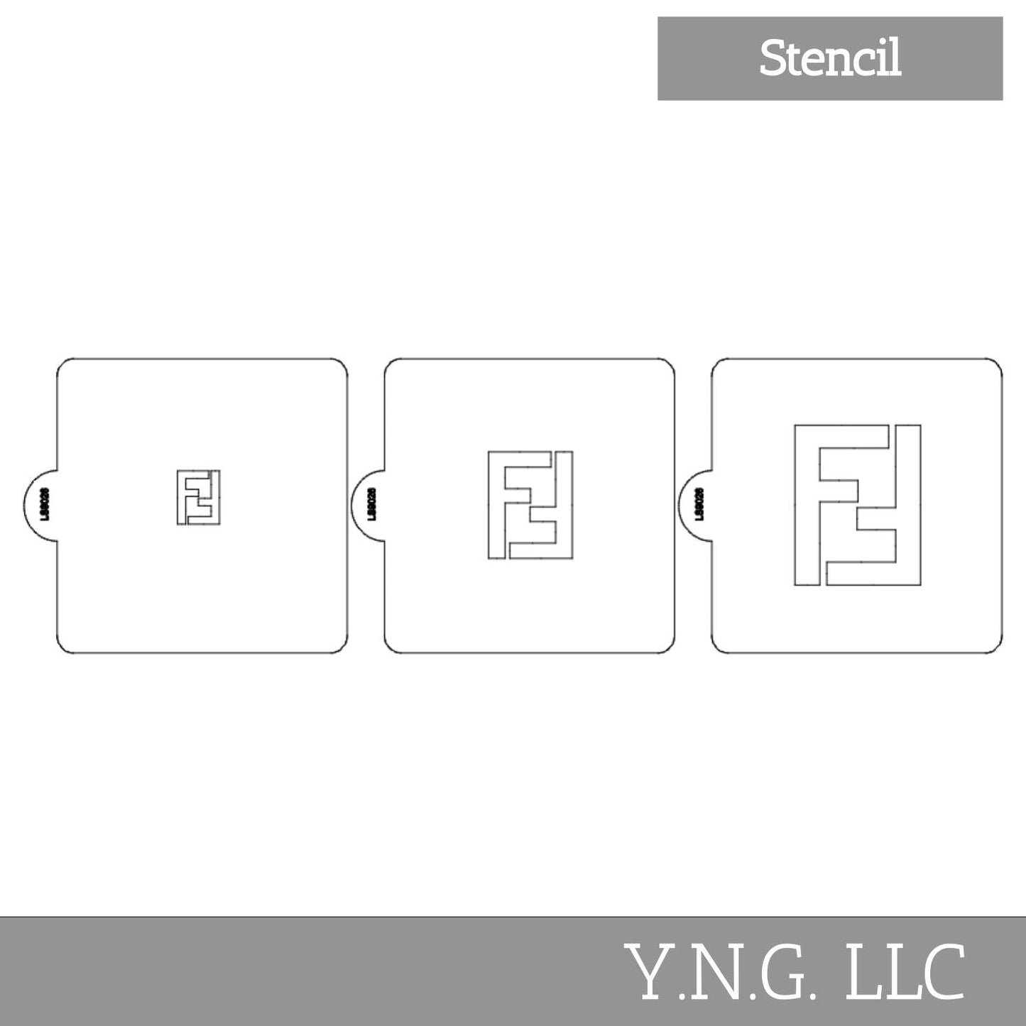 Fendi Symbols Set of 3 Stencils for Cookies or Cakes USA Made LS9026