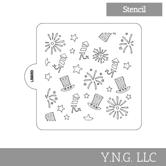 4th of July Patriotic Pattern Stencil for Cookies or Cakes USA Made LS9053