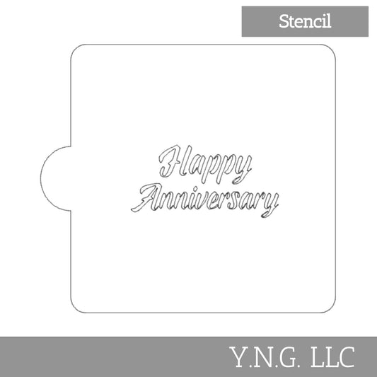 Happy Anniversary Italic Stencil for Cookies or Cakes USA Made LS9060