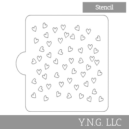 Scattered Hearts Pattern Stencil for Cookies or Cakes USA Made LS9061