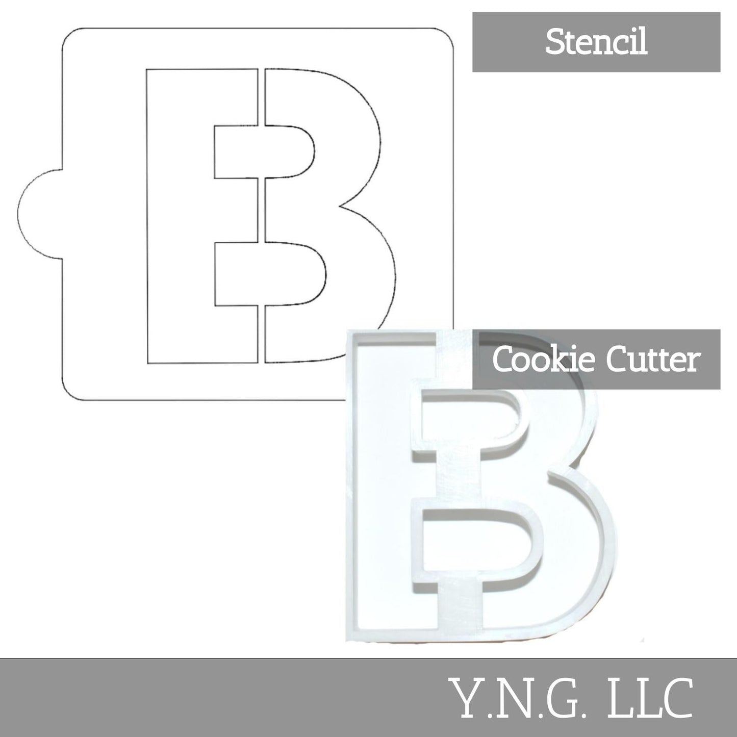 B Letter Alphabet Stencil And Cookie Cutter Set USA Made LSC107B