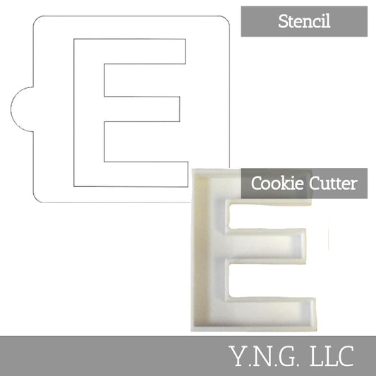 E Letter Alphabet Stencil And Cookie Cutter Set USA Made LSC107E