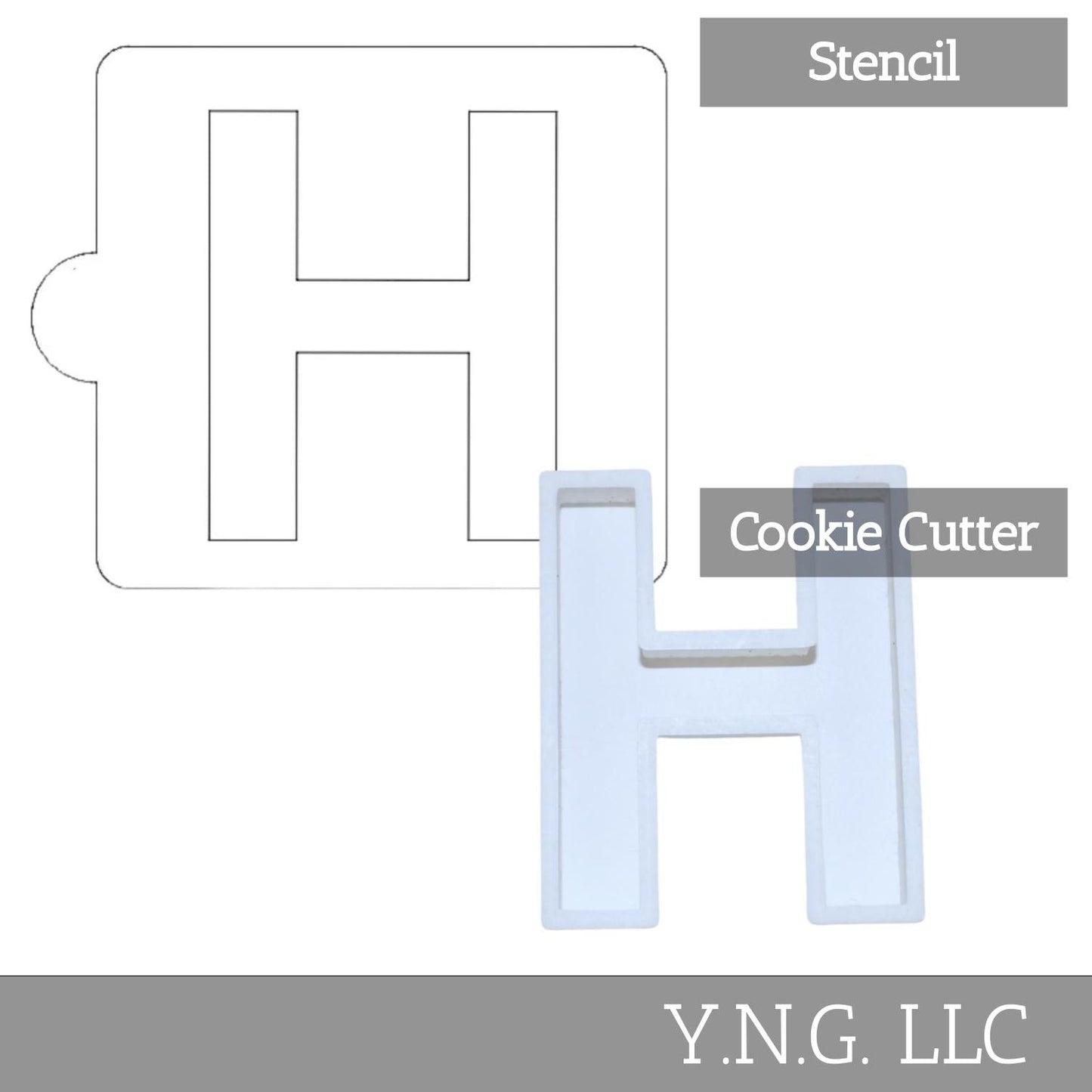 H Letter Alphabet Stencil And Cookie Cutter Set USA Made LSC107H