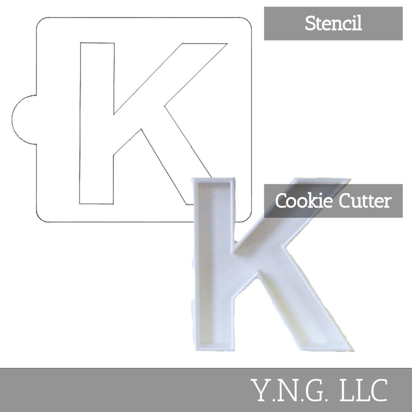 K Letter Alphabet Stencil And Cookie Cutter Set USA Made LSC107K