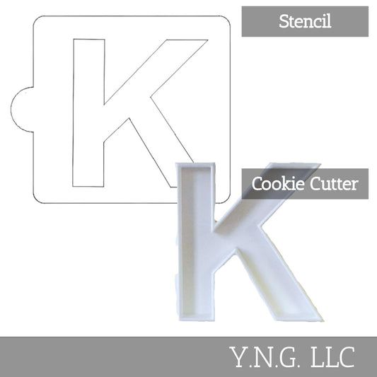 K Letter Alphabet Stencil And Cookie Cutter Set USA Made LSC107K