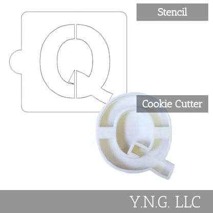 Q Letter Alphabet Stencil And Cookie Cutter Set USA Made LSC107Q