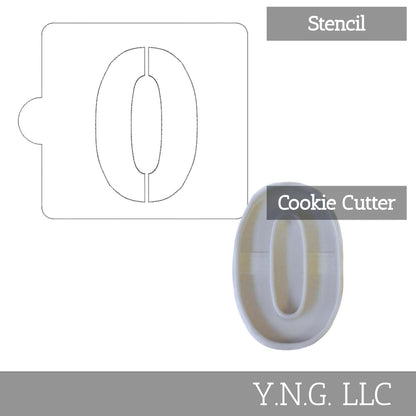 0 Number Counting Stencil And Cookie Cutter Set USA Made LSC108-0