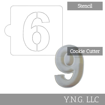 6 or 9 Number Counting Stencil And Cookie Cutter Set USA Made LSC108-6