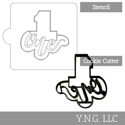 Number 1 Word Detailed Stencil And Cookie Cutter Set USA Made LSC2402