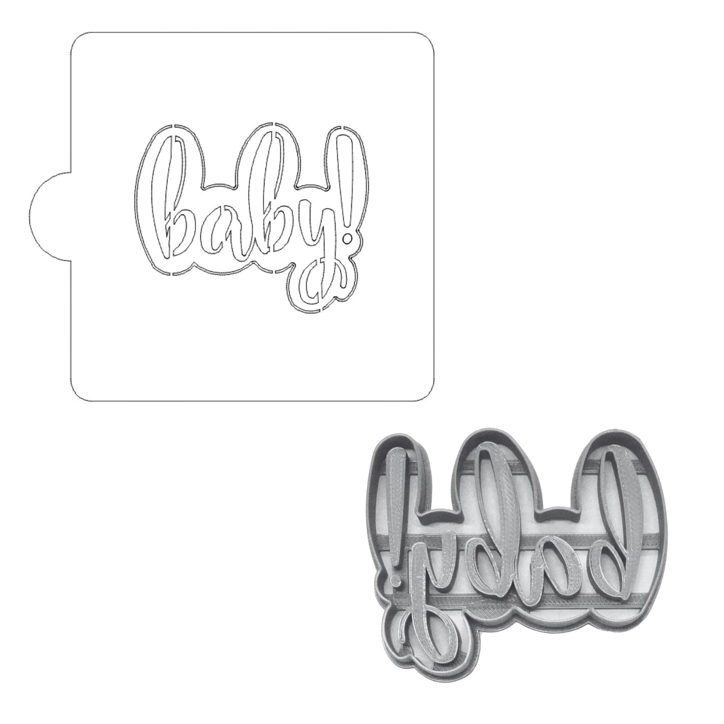 Baby Cursive Word Stencil And Cookie Cutter Set USA Made LSC2523