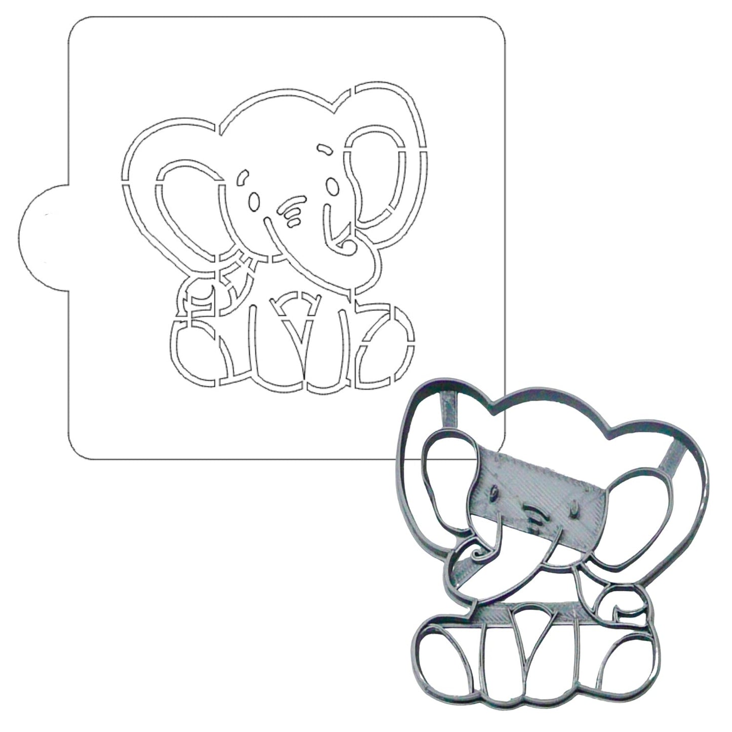 Baby Elephant Shower Stencil And Cookie Cutter Set USA Made LSC2558