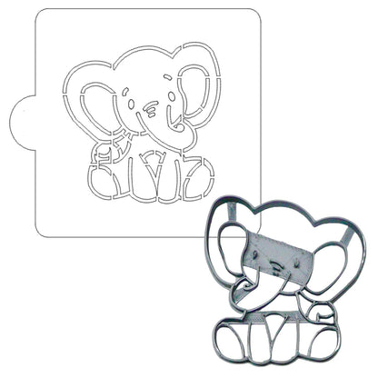 Baby Elephant Shower Stencil And Cookie Cutter Set USA Made LSC2558