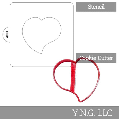 Heart Shape Rain Drop Stencil And Cookie Cutter Set USA Made LSC3118