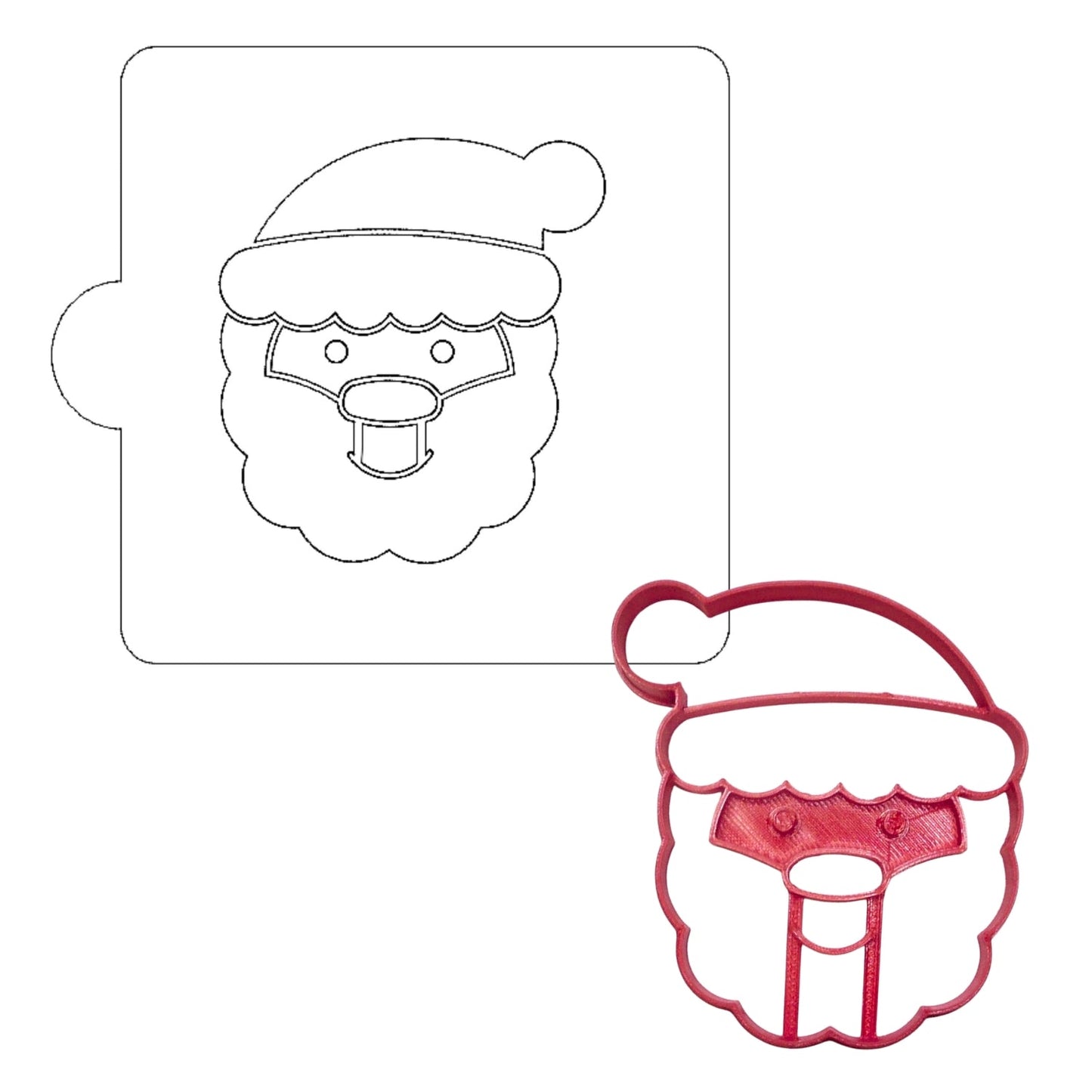 Santa Claus Face Detail Stencil And Cookie Cutter Set USA Made LSC3981