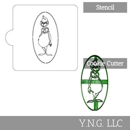 Grinch Standing Stencil And Cookie Cutter Set USA Made LSC681