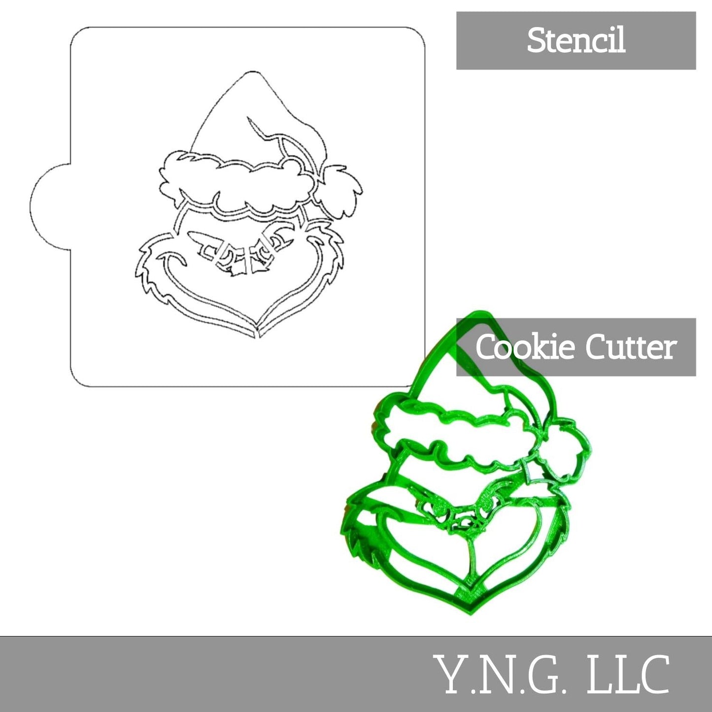 Grinch Face Christmas Stencil And Cookie Cutter Set USA Made LSC682