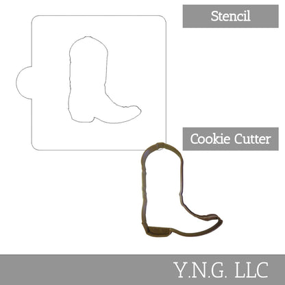 Cowboy Boot Outline Stencil And Cookie Cutter Set USA Made LSC893