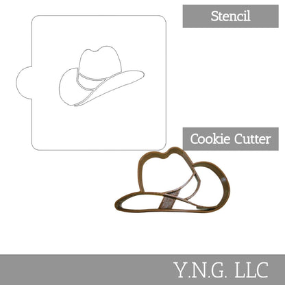 Cowboy Hat Detailed Stencil And Cookie Cutter Set USA Made LSC894