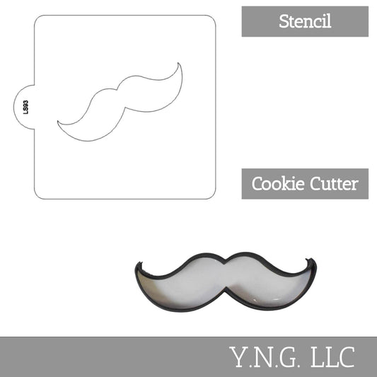 Mustache Outline Stencil And Cookie Cutter Set USA Made LSC93