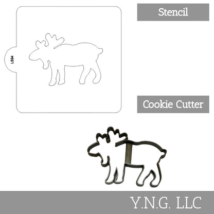 Moose Walking Outline Stencil And Cookie Cutter Set USA Made LSC94