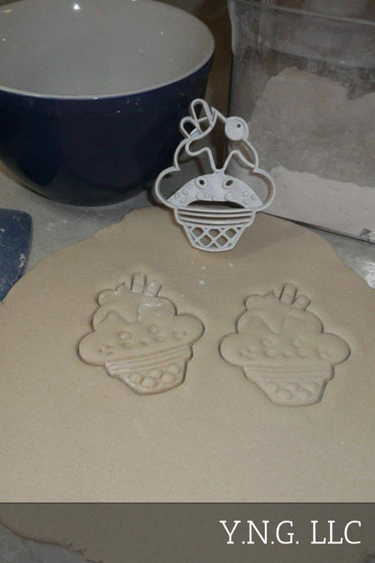 Ice Cream Sundae Cute Face Summer Treat Cookie Cutter Made In USA PR2365