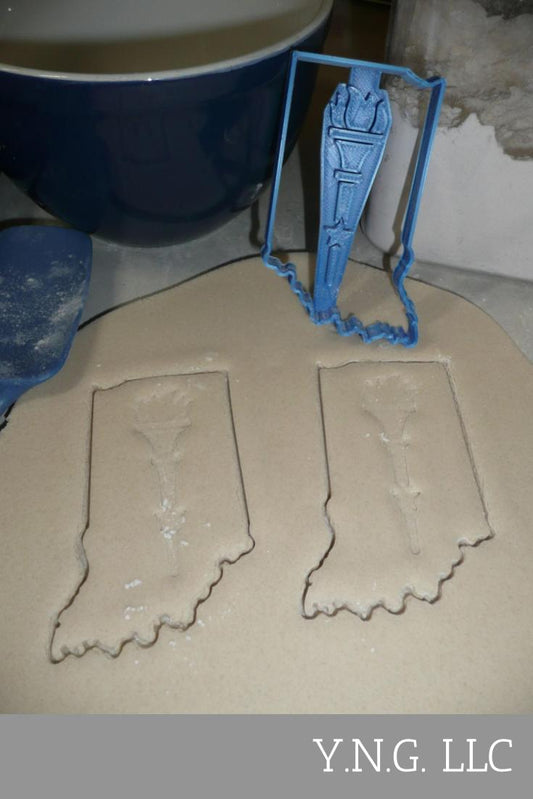Indiana State Outline With Torch Detail Cookie Cutter Made In USA PR2736