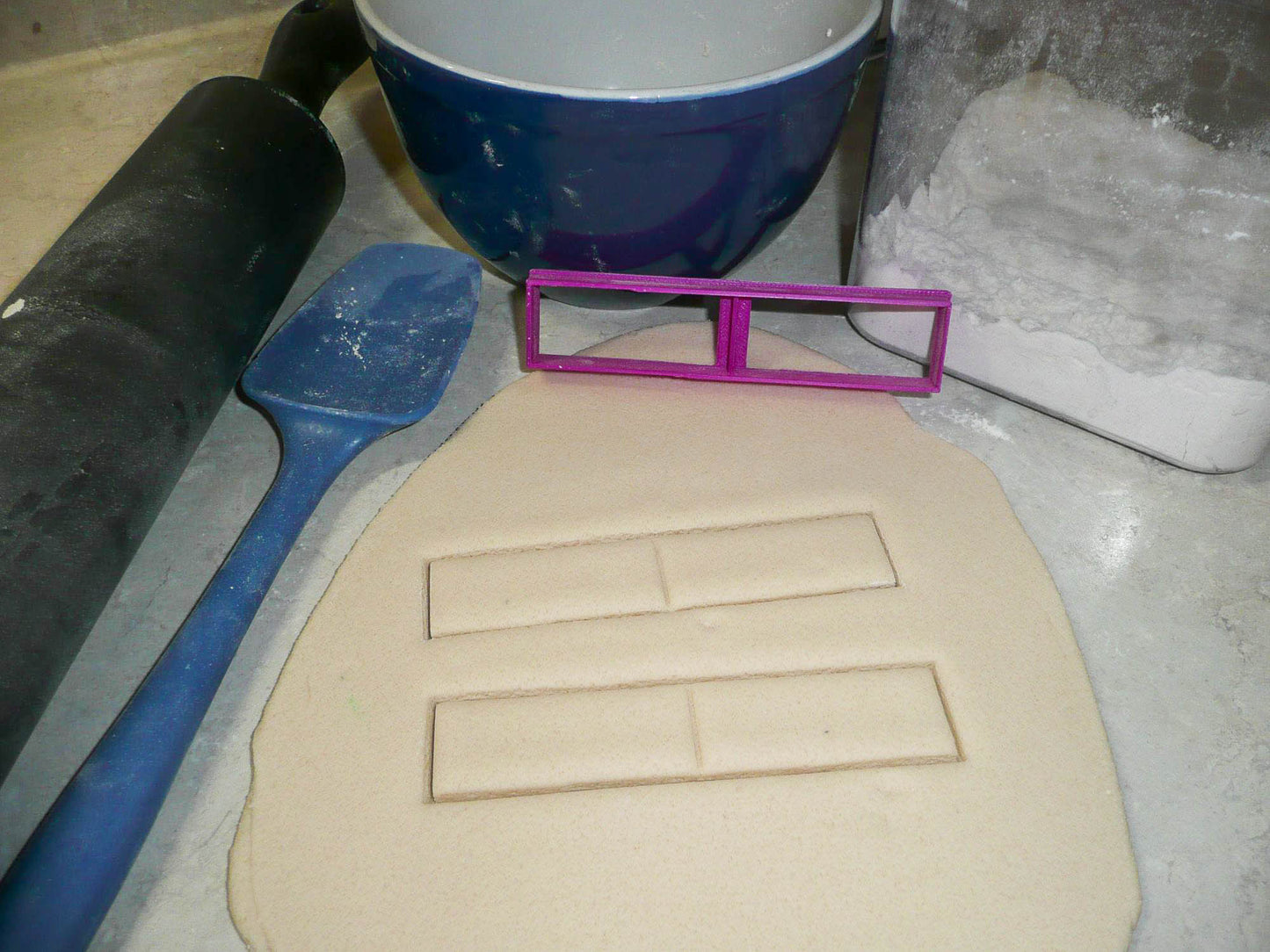 Long Rectangle Shape With Vertical Divide Small Cookie Cutter Made In USA PR3043