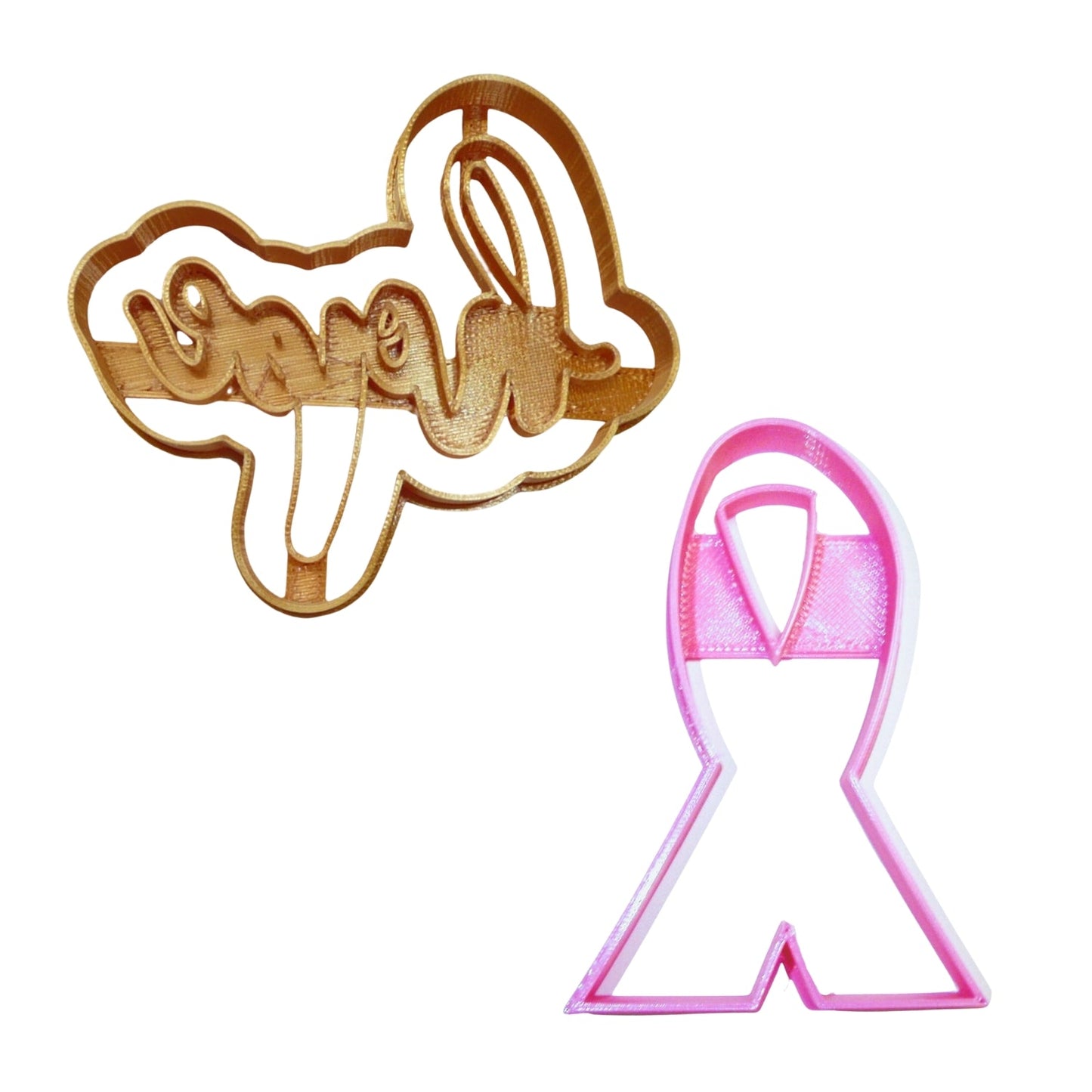 Breast Cancer Hope Ribbon Set Of 2 Cookie Cutters Made In USA PR1834