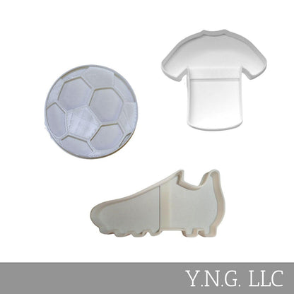 Soccer Player Outfit Uniform Set Of 3 Cookie Cutters Made In USA PR1919