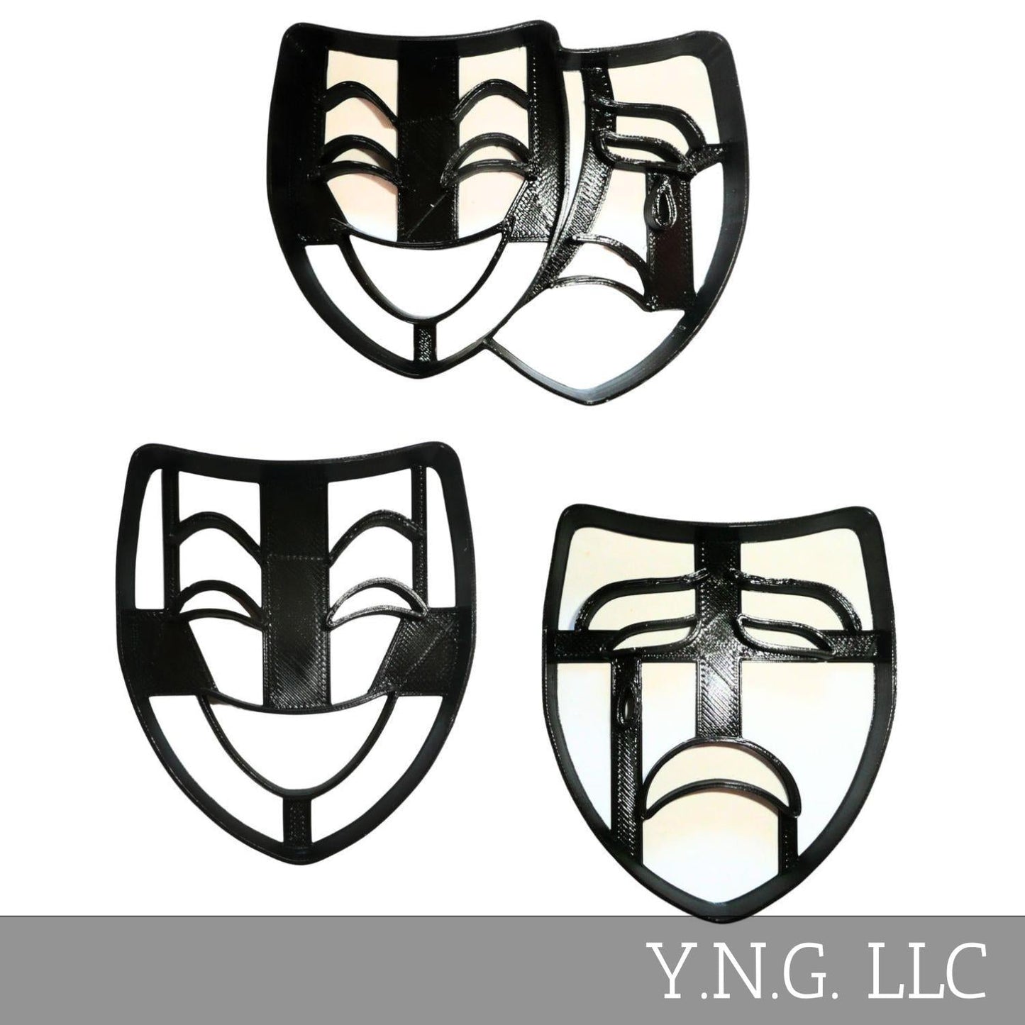 Comedy Tragedy Masks Drama Set Of 3 Cookie Cutters Made In USA PR1928