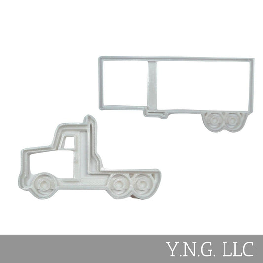 Semi Truck Tractor And Trailer Set Of 2 Cookie Cutters Made In USA PR1939