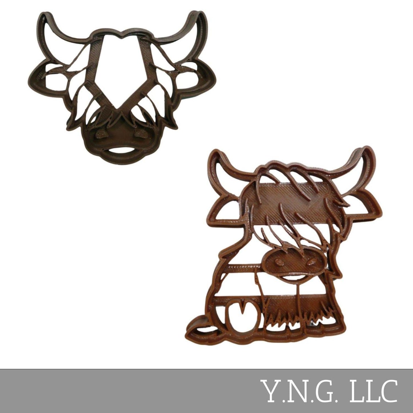 Highland Cow Long Hair Animal Set Of 2 Cookie Cutters Made In USA PR1951