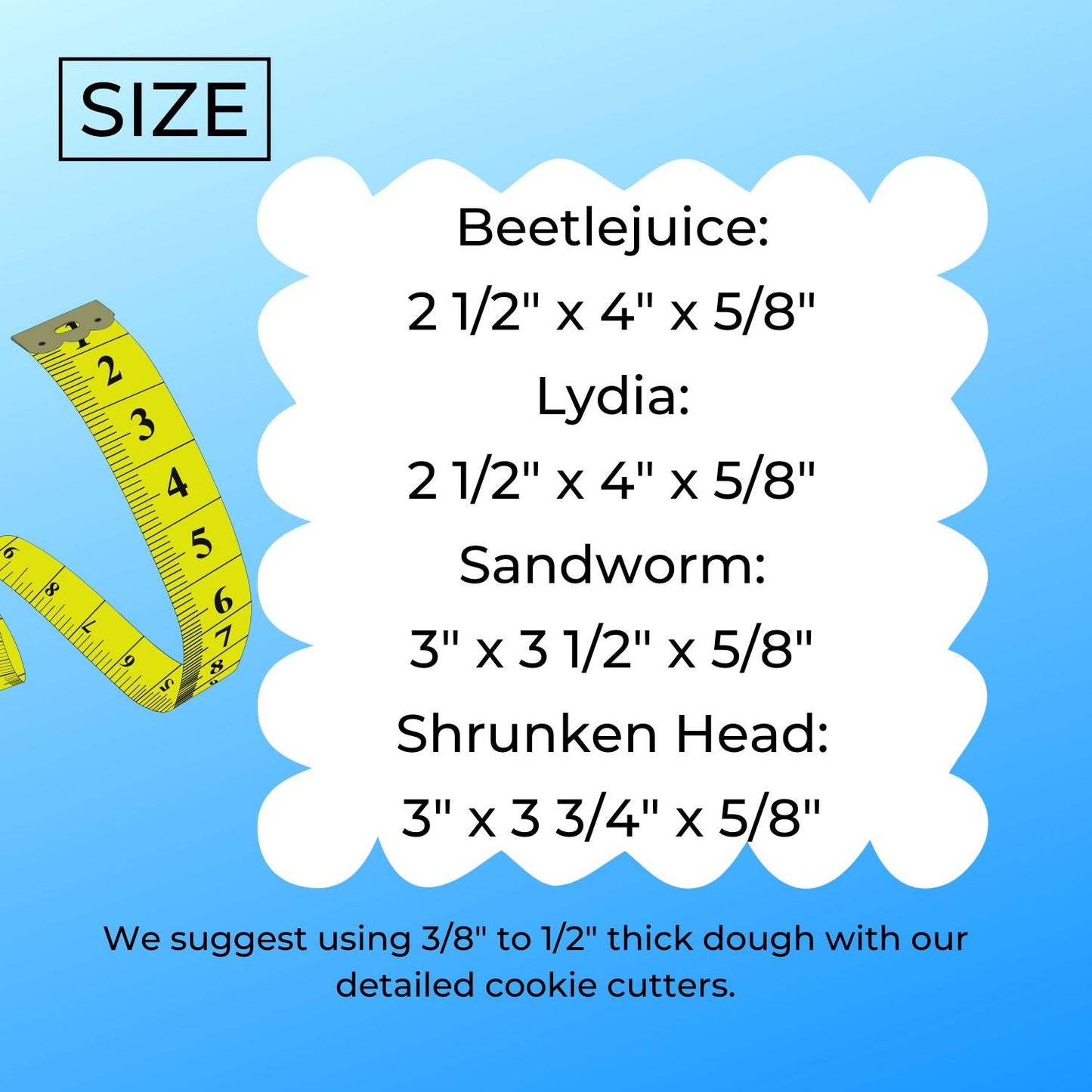 Beetlejuice Movie Characters Set of 4 Cookie Cutters Made in USA PR1954