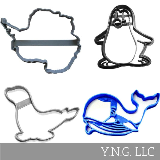 Antarctica Animals Seal Penguin Whale Set Of 4 Cookie Cutters Made In USA PR1964