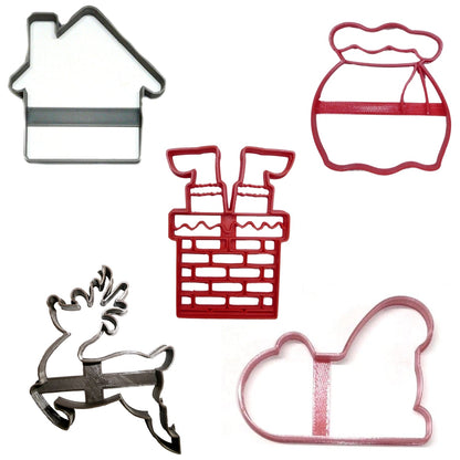 Santa Delivery Christmas Eve Set Of 5 Cookie Cutters Made In USA PR1966